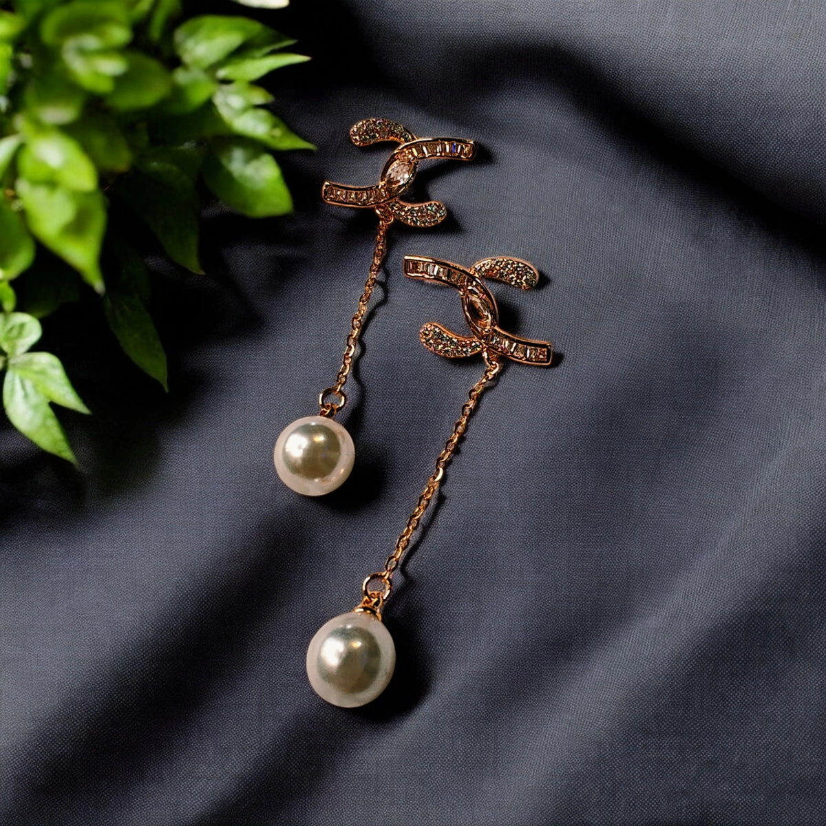 anti tarnish rose gold chain with pearl statement earring