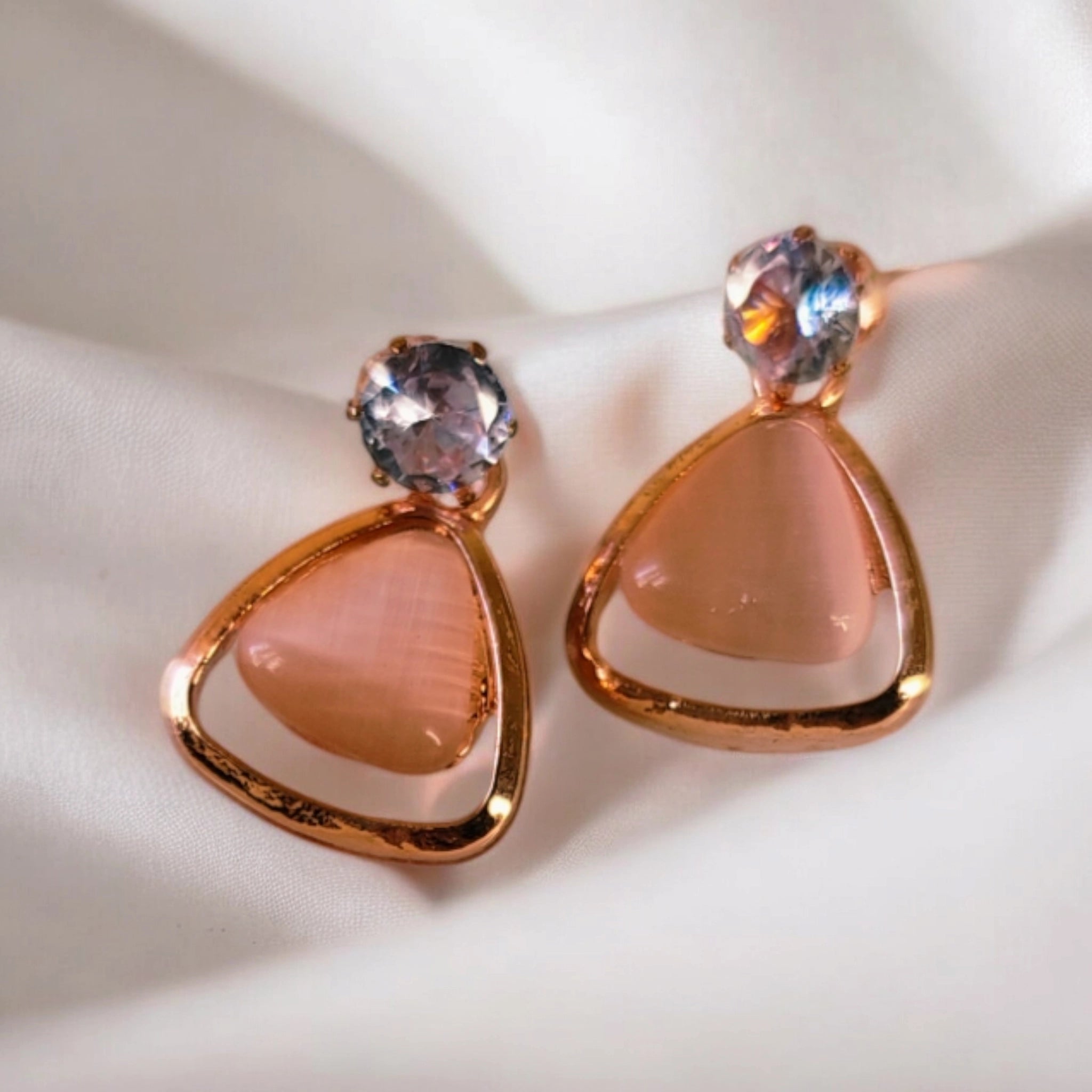 set of 4  premium rose gold stone earrings with different shapes + exclusive free gift + free shipping