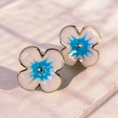 stainless steel blue flower stud