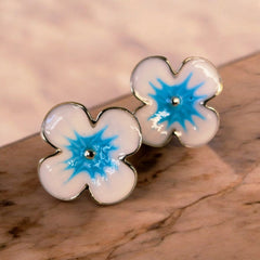 stainless steel blue flower stud