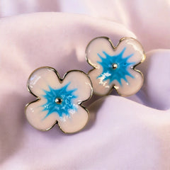 stainless steel blue flower stud