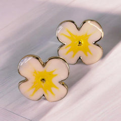 stainless steel yellow flower stud