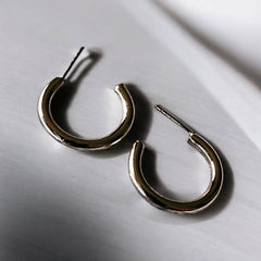 clean ring silver hoops earrings | small size