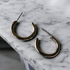 clean ring silver hoops earrings | small size