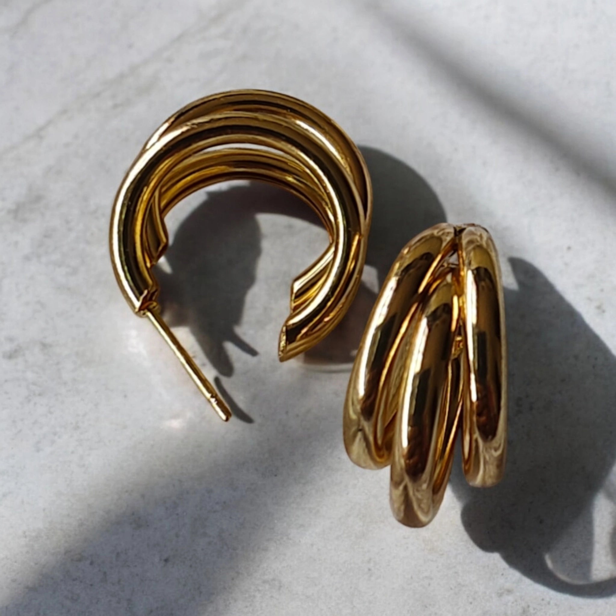 small size | 3 layers ring gold hoops earrings