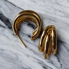 small size | 3 layers ring gold hoops earrings