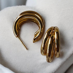 small size | 3 layers ring gold hoops earrings