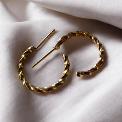 single spiral ring gold hoops earrings | small size