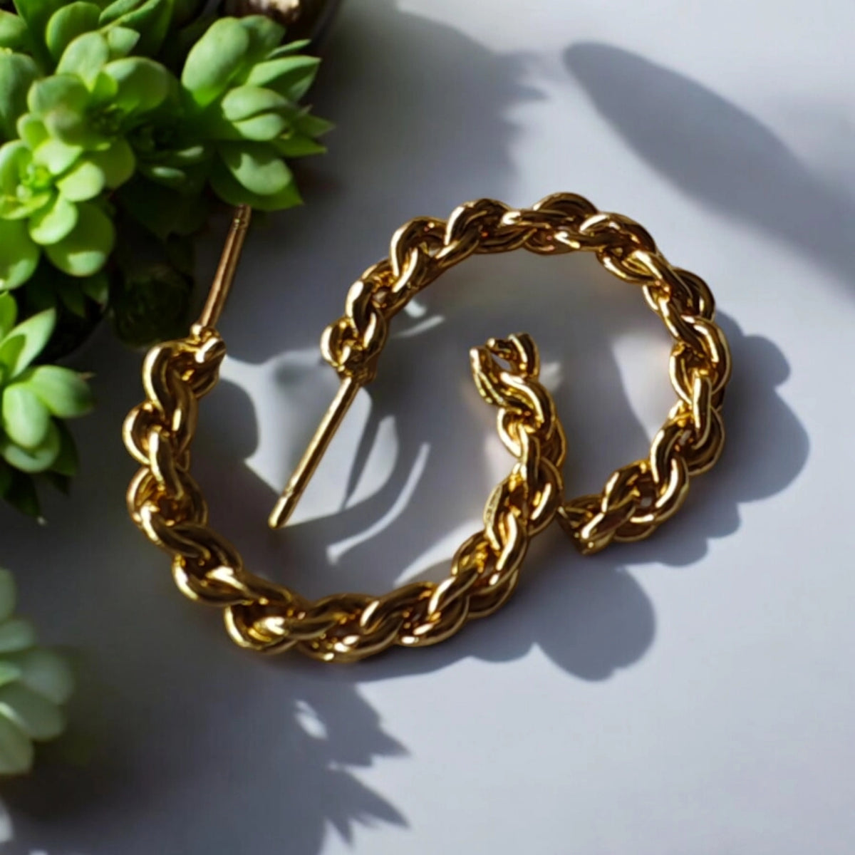 double spiral ring gold hoops earrings | small size