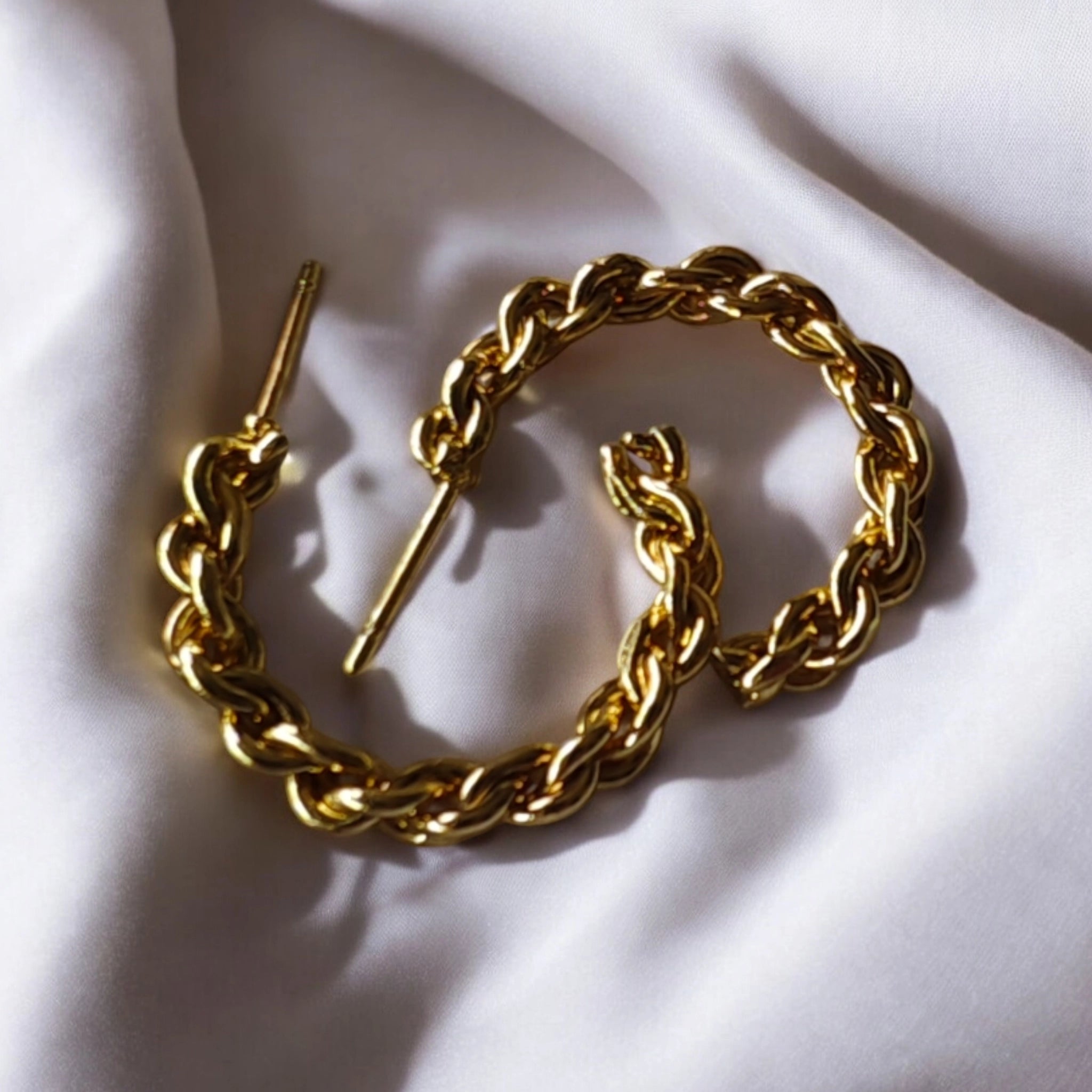 double spiral ring gold hoops earrings | small size