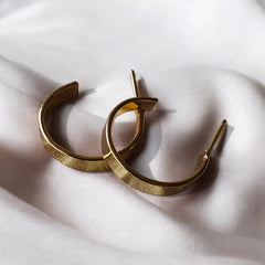 flat rounded ring gold hoops earrings | small size