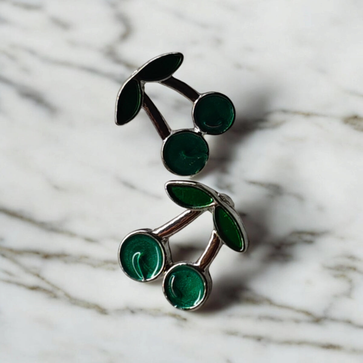 beautiful green cheery stud | stainless steel