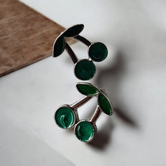 beautiful green cheery stud | stainless steel