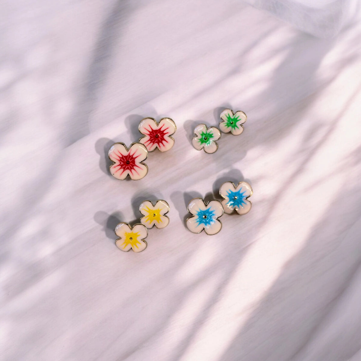 4 pair Stainless steel flower stud earring + Exclusive free gift