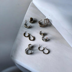 set of 6 pair silver hoops earrings + exclusive free gift + free shipping