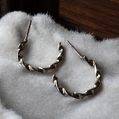 spiral ring silver hoops earrings | small size