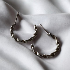 Set of 4 premium silver metal earrings | stainless steel + exclusive free gift + free shipping