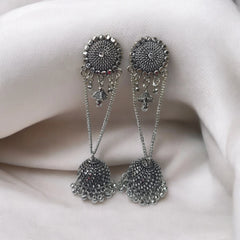 latest style oxidised chain jhumki earrings