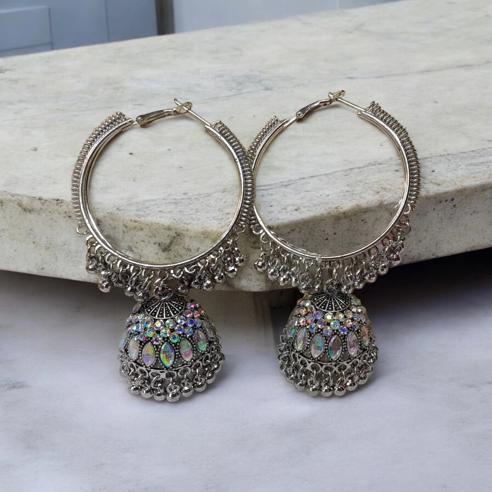 latest style rounded oxidise jhumka