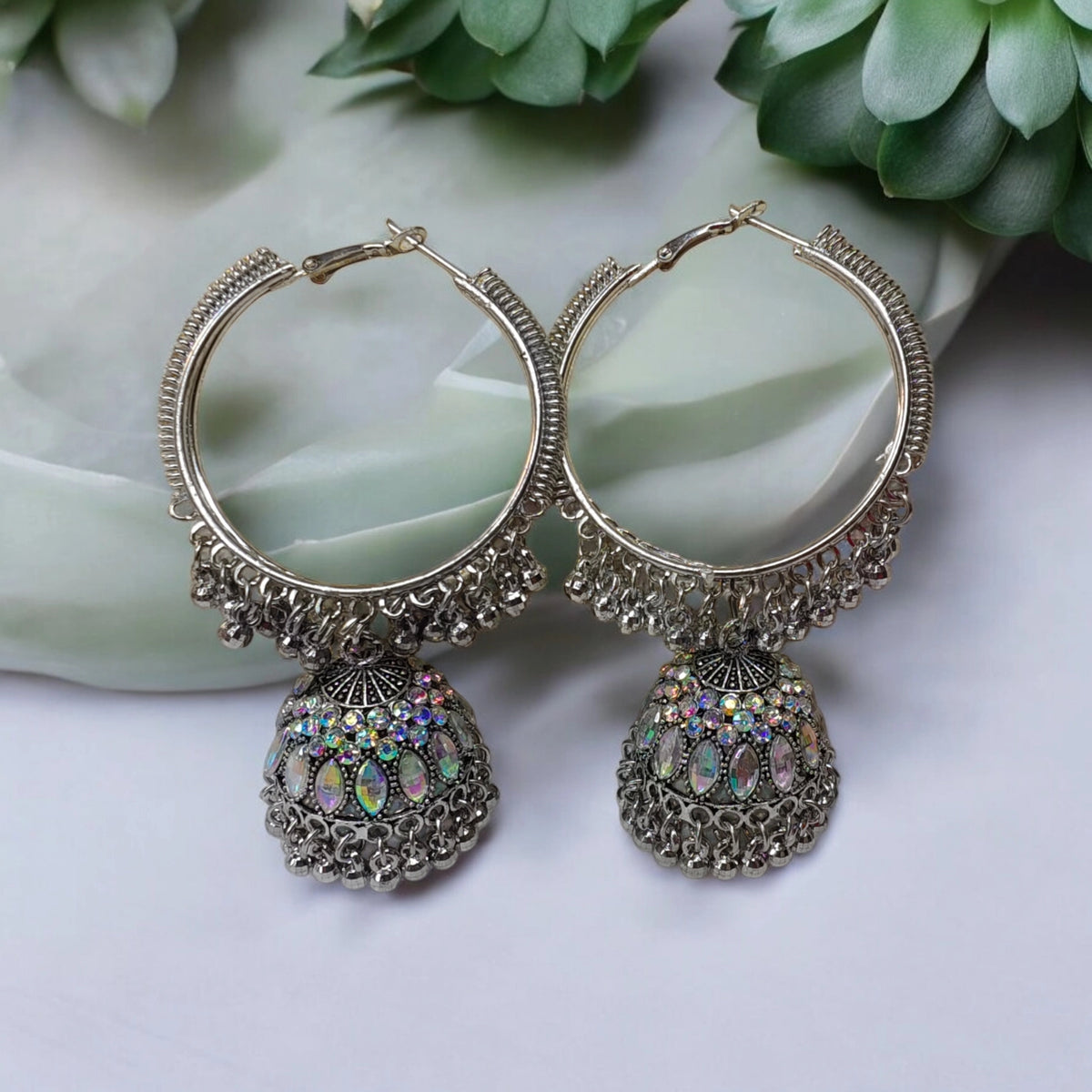 latest style rounded oxidise jhumka