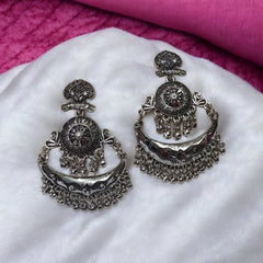 silver chandbali oxidise earrings